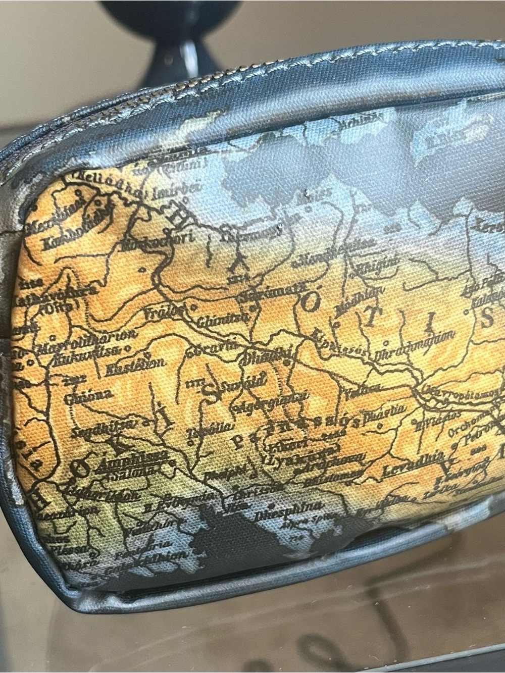 Patricia Nash Greek Isles Vacation Wristlet Map-Print in Blue and Brown - Picture 6 of 7